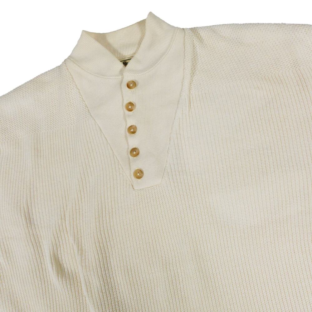 LL Bean Freeport Main Vintage Cream Grampa Fishing Sweater Made in USA XL